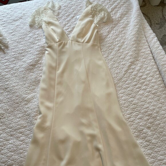Amsale Crepe Midi Dress - Ivory - NWT - Picture 1 of 4
